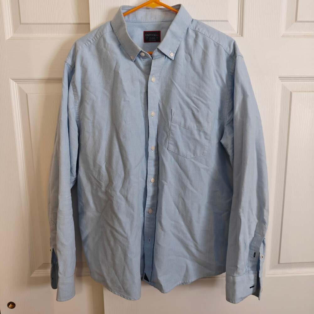 UNTUCKit Men's Light Blue Long Sleeve Button-Down Oxford Shirt X-Large